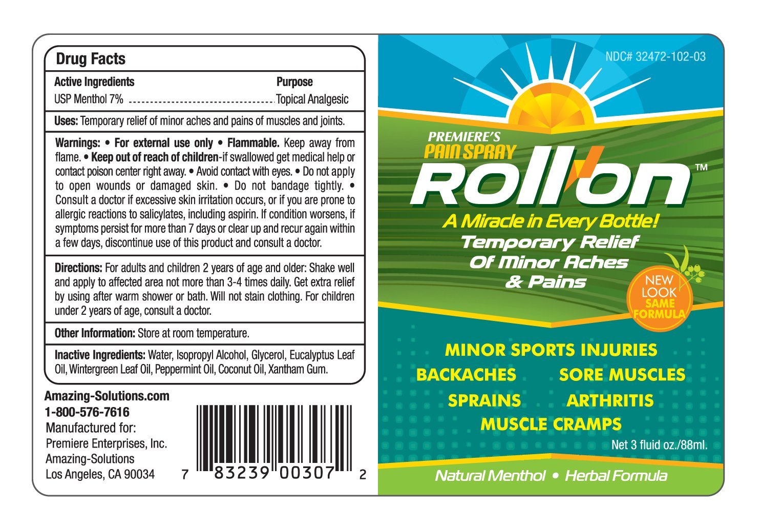 Premiere's Pain Spray Roll-On – Fast, Targeted, Cool Relief for Muscle & Joint Pain